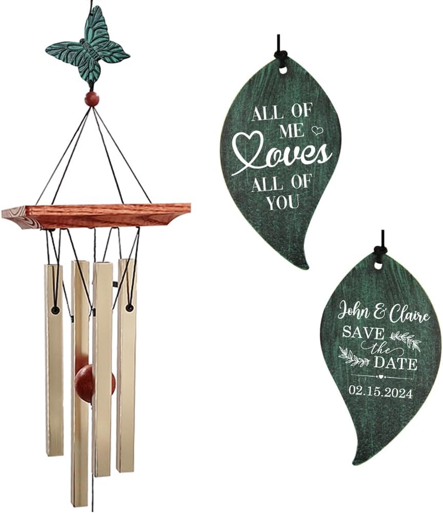 Extrabily Personalized Wind Chime, Customized Wedding for Couples, Husband/Wife Anniversary Wind Chime, Love Memory (26 Inch)