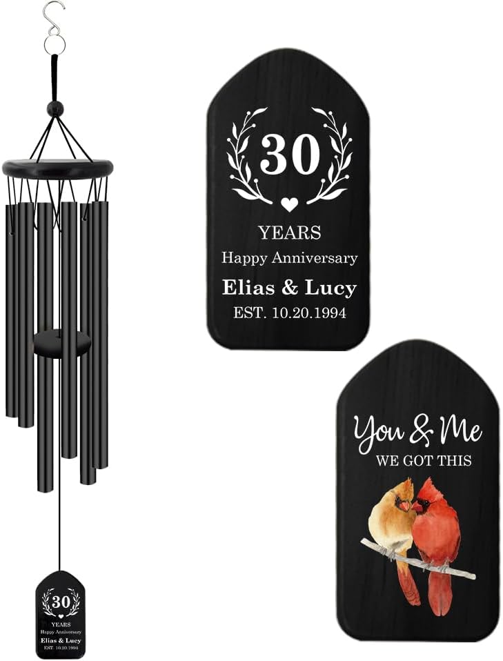Extrabily Personalized Wind Chime, Customized Wedding for Couples, Husband/Wife Anniversary Wind Chime, Love Memory (26 Inch)