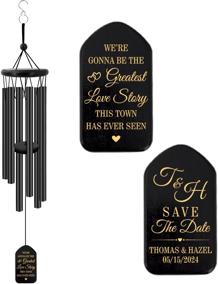 Extrabily Personalized Wind Chime, Customized Wedding for Couples, Husband/Wife Anniversary Wind Chime, Love Memory (26 Inch)