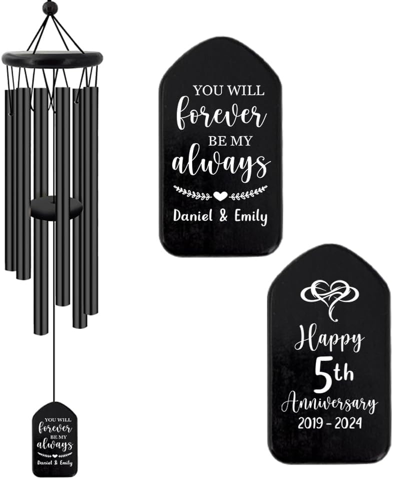 Extrabily Personalized Wind Chime, Customized Wedding for Couples, Husband/Wife Anniversary Wind Chime, Love Memory (26 Inch)