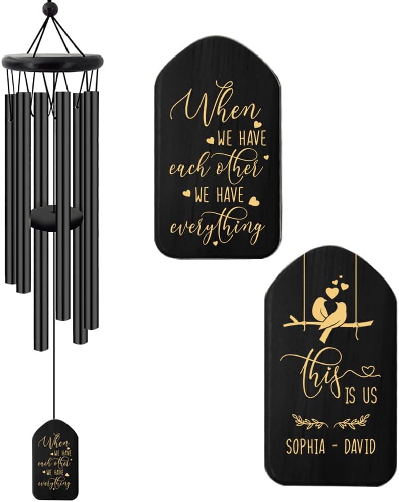 Extrabily Personalized Wind Chime, Customized Wedding for Couples, Husband/Wife Anniversary Wind Chime, Love Memory (26 Inch)