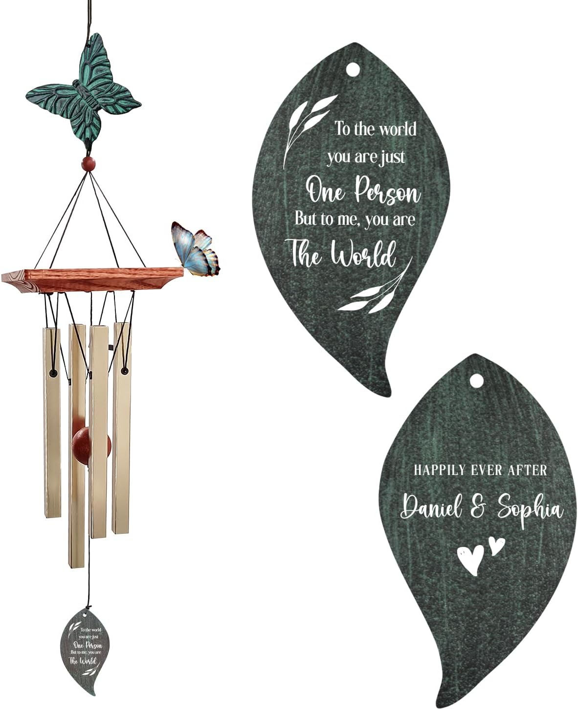 Extrabily Personalized Wind Chime, Customized Wedding for Couples, Husband/Wife Anniversary Wind Chime, Love Memory (26 Inch)