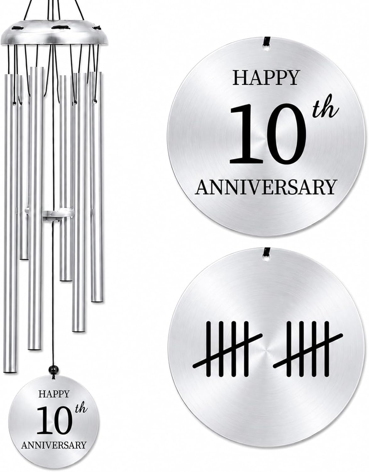 8th Anniversary Bronze Gift for Couples, 8 Years of Marriage Wind Chimes | 8th Wedding Keepsake Decor Gift for Him Her Wife Husband, 26 Inch