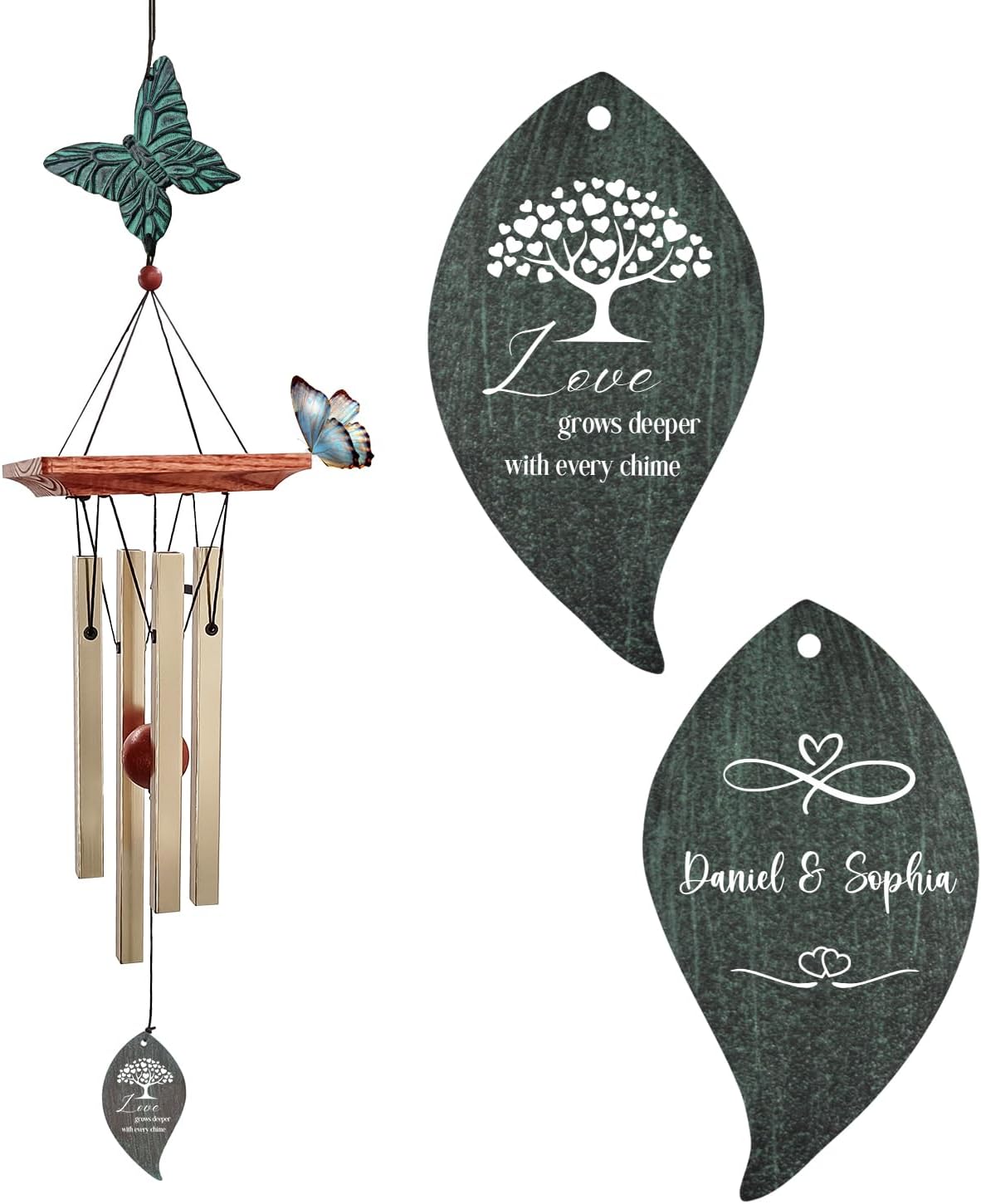 Extrabily Personalized Wind Chime, Customized Wedding for Couples, Husband/Wife Anniversary Wind Chime, Love Memory (26 Inch)