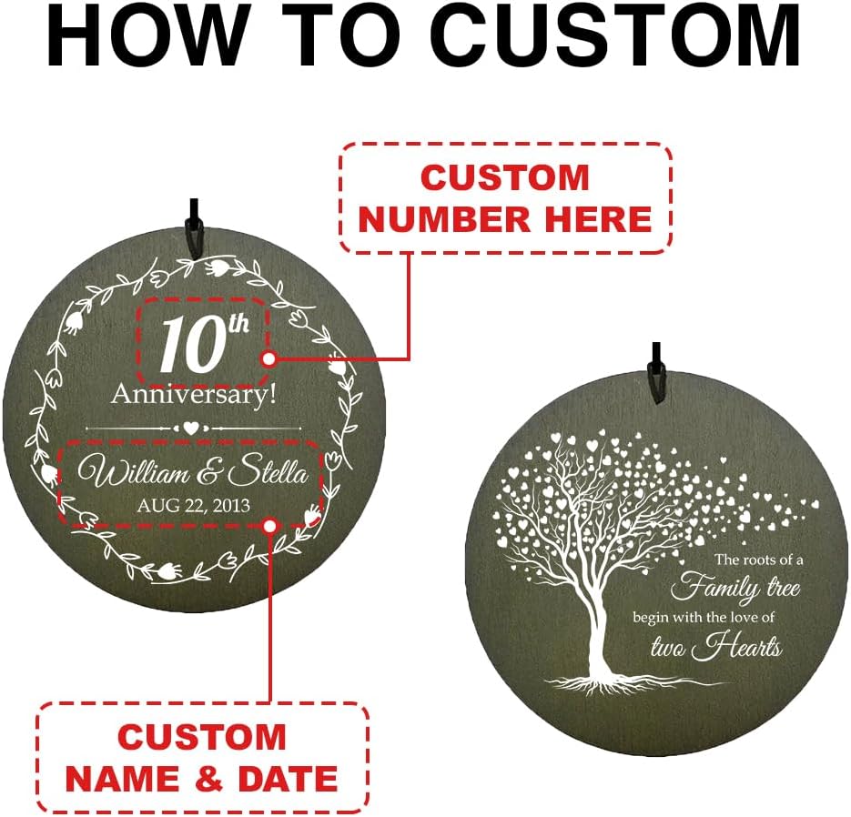 ASTARIN Personalized 20th 50th Anniversary Wind Chime, Happy Anniversary Wedding Valentine's Day Gift for Wife Husband Men Women Sister, Golden Keepsake Decorations for Parents Couples