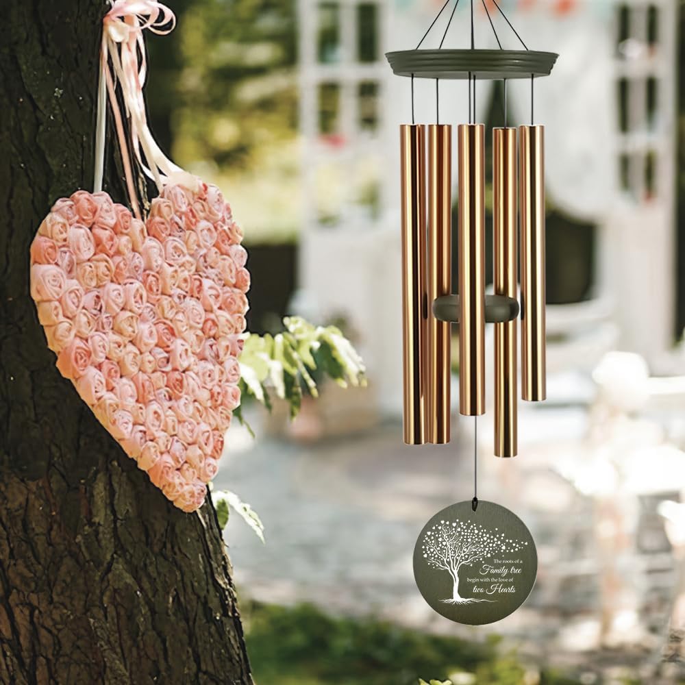 ASTARIN Personalized 20th 50th Anniversary Wind Chime, Happy Anniversary Wedding Valentine's Day Gift for Wife Husband Men Women Sister, Golden Keepsake Decorations for Parents Couples
