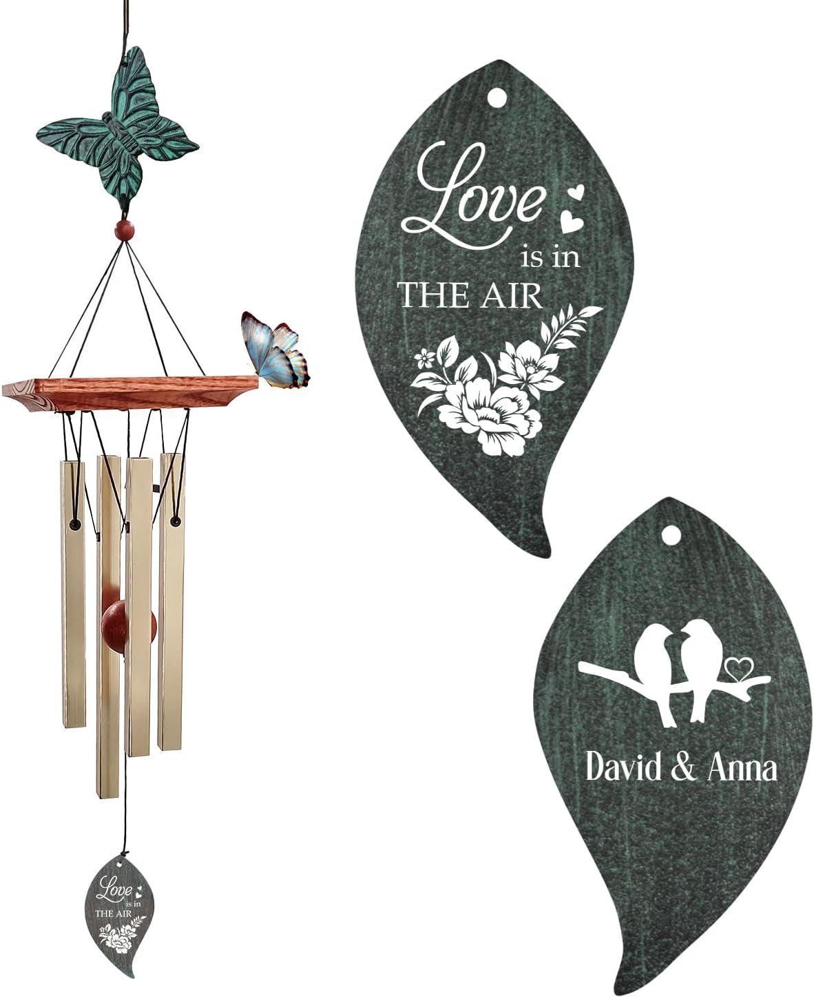 Extrabily Personalized Wind Chime, Customized Wedding for Couples, Husband/Wife Anniversary Wind Chime, Love Memory (26 Inch)