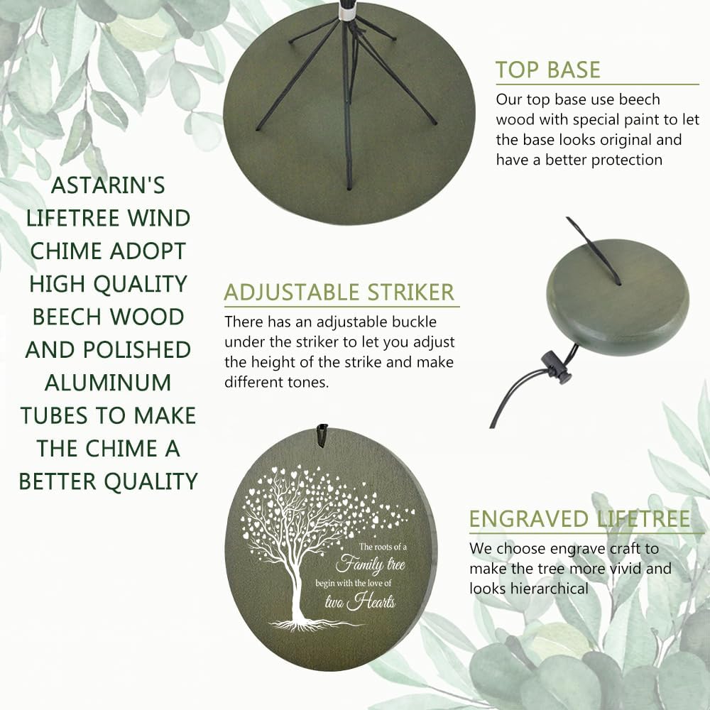 ASTARIN Personalized 20th 50th Anniversary Wind Chime, Happy Anniversary Wedding Valentine's Day Gift for Wife Husband Men Women Sister, Golden Keepsake Decorations for Parents Couples