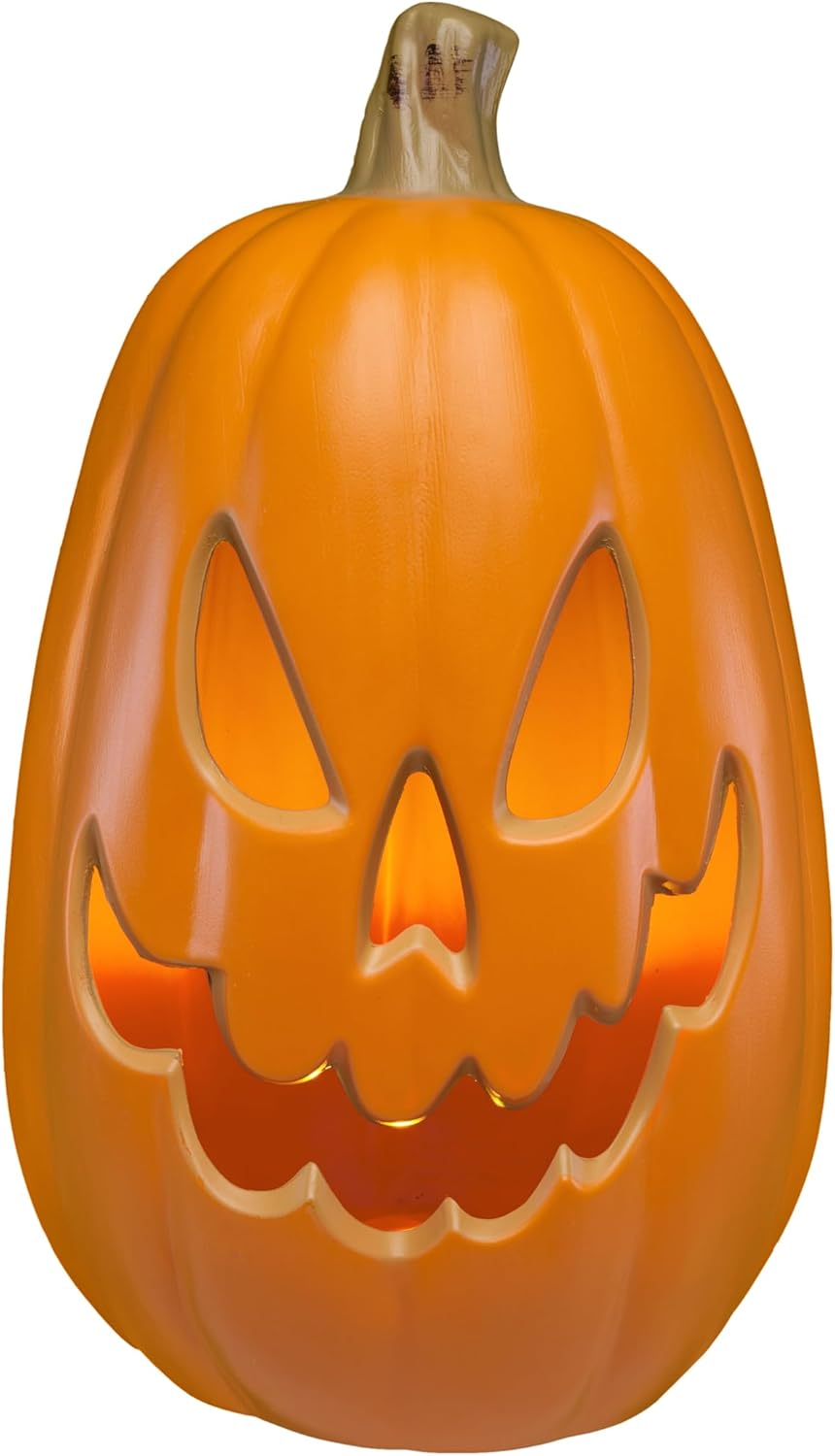 Xodus Battery Operated LED Light Up Pumpkin, Jack-O-Lantern, Timer, 15-inch | Large battery-powered decoration pumpkin with 8-hour daily timer. Indoor/outdoor use for Halloween, Thanksgiving, and Fall