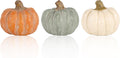 3-Pack Decorative Resin Fall Pumpkins for Autumn Decor (Orange Green Cream) | Fall Tabletop Decorations for Shelf Mantel Thanksgiving Farmhouse Rustic Home Décor