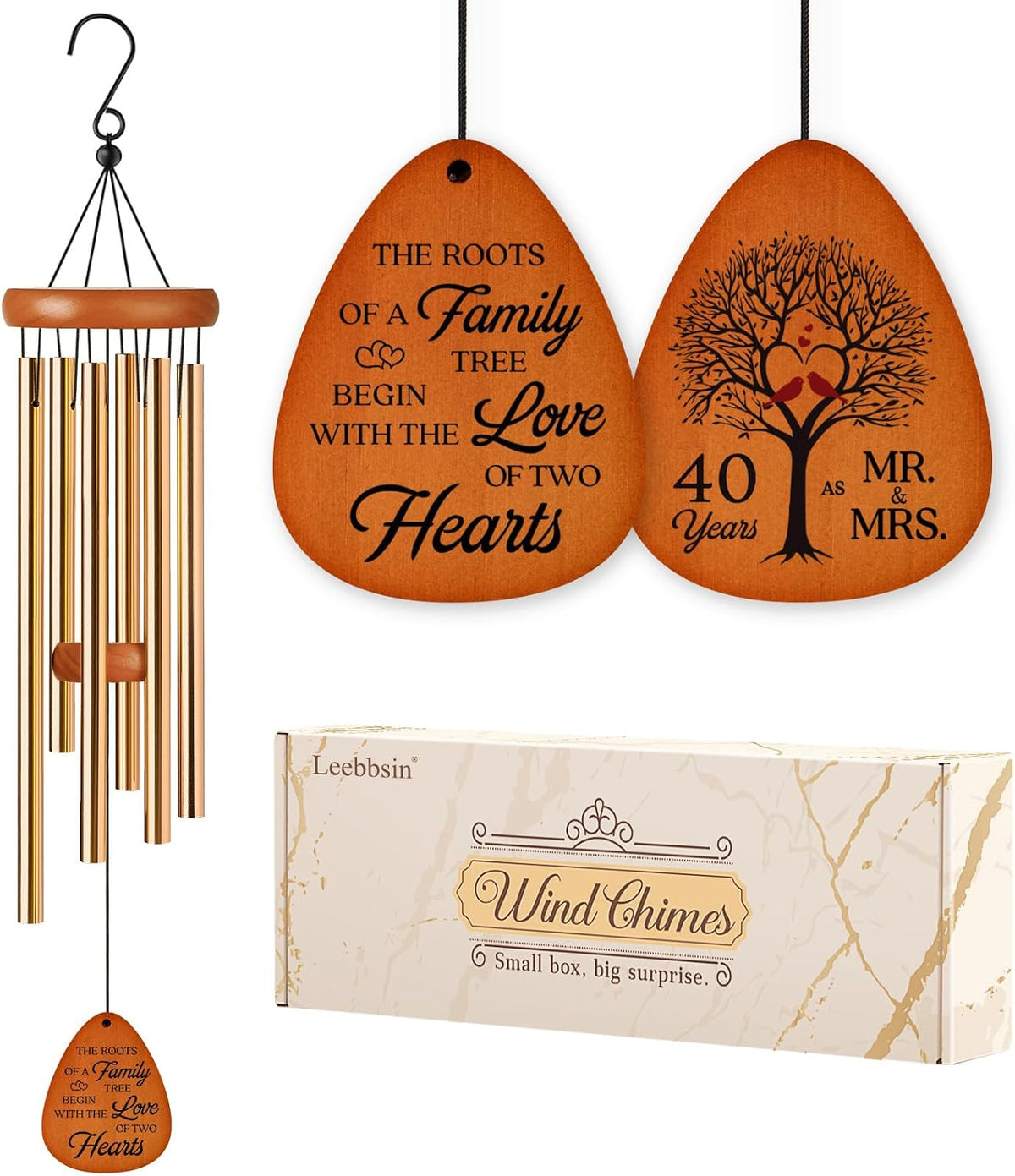 Leebbsin Gift for 25th Wedding Anniversary, 25.5 Sliver Wedding Wind Chime | Happy 25th Anniversary Romantic Gifts for Couple, Parents, Wife, Husband, Sliver Wedding Anniversary's Keepsake Gifts Ideas