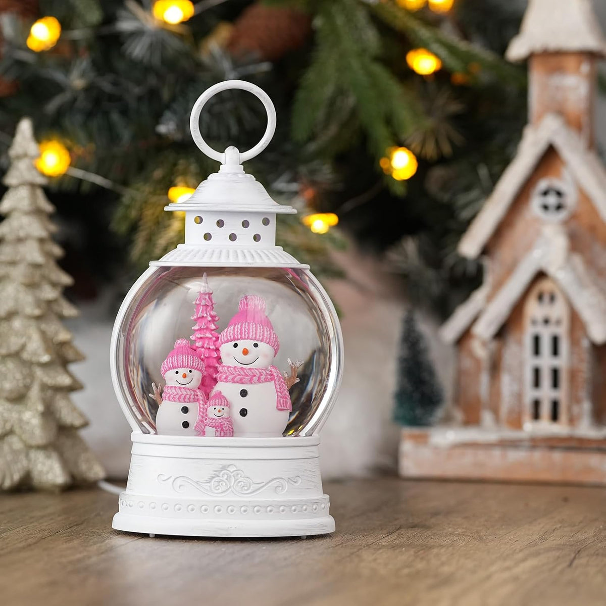 Fall Decor Snow Globe Turkey Pumpkins Lighted Lantern Thanksgiving Decor | Swirling Glitter Snow Globe with 6h Timer, Autumn Harvest Day Gifts Fall Decorations for Home, USB/Battery Powered