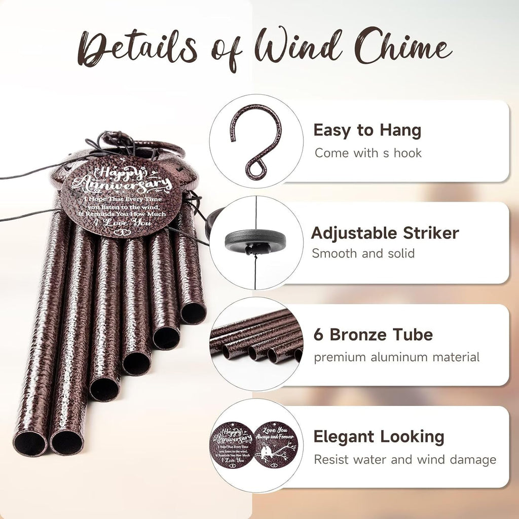 Anniversary Wind Chimes Gifts for Men Women, Happy Anniversary Decorations, 25 Wind Chimes Romantic Gift for Couple, Parents, Wife, Husband, Friends (Mr & Mrs