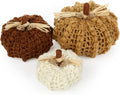 Briful 3PCS Fall Pumpkins Knitted Crocheted Decorative Rope Pumpkins, Cream | 7'' / 6.25'' / 5.5'' Autumn Pumpkins for Fall Centerpiece, Thanksgiving, Halloween Decorations, Farmhouse Home Indoor