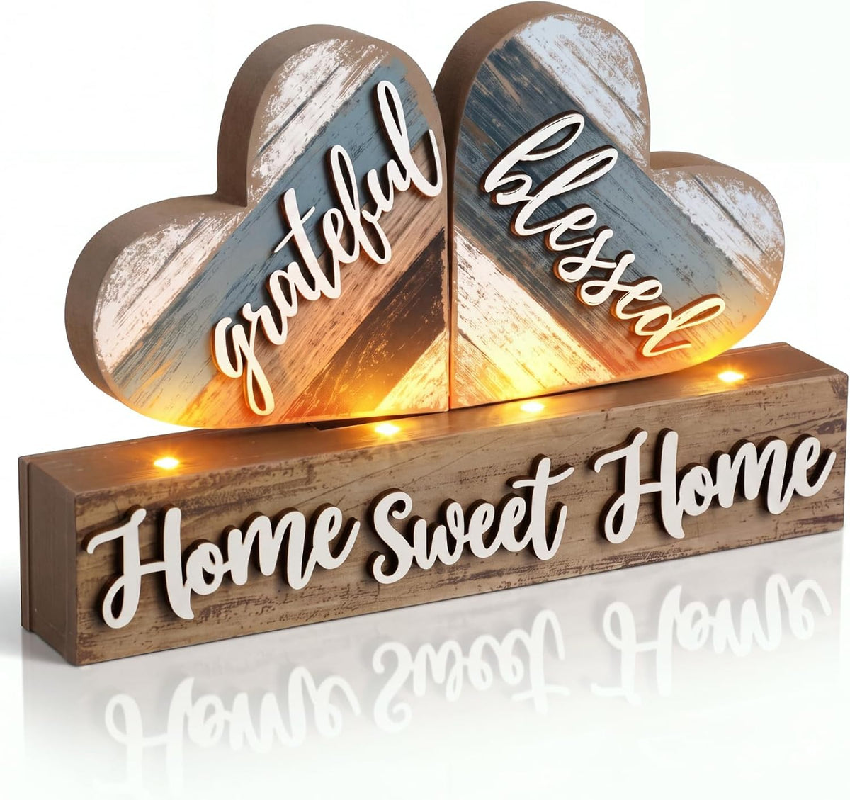 Chunful Lighted Pumpkins Teble Decor Rustic Fall Tabletop Sign | Fall Thanksgiving Table Centerpiece, 7.95×4.49 Inch Lighted Wooden Pumpkin for Home Office Fireplace Harvest Party Decor
