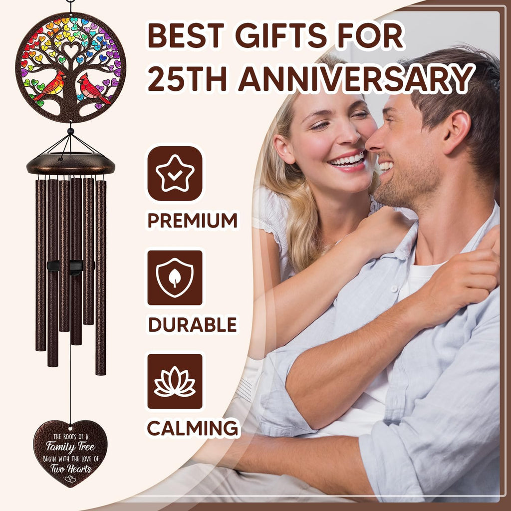 25th Anniversary Wedding Gifts, 32 Wind Chimes for Outside | 25th Anniversary Romantic Gifts for Couple Wife Husband Parents, 25th Sliver Anniversary Decorations Keepsake Gifts Ideas