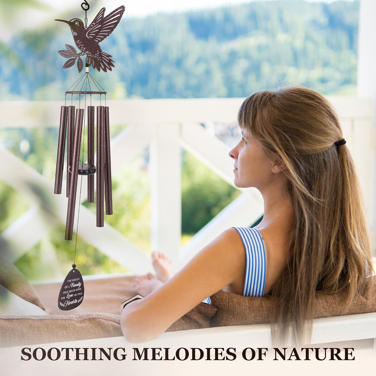 SteadStyle Anniversary Wedding Gifts for Women Men, 37'' Hummingbird Decor | Wind Chime, Romantic Present for Parents, Husband, Wife, Couples, Friends - Anniversary Keepsake