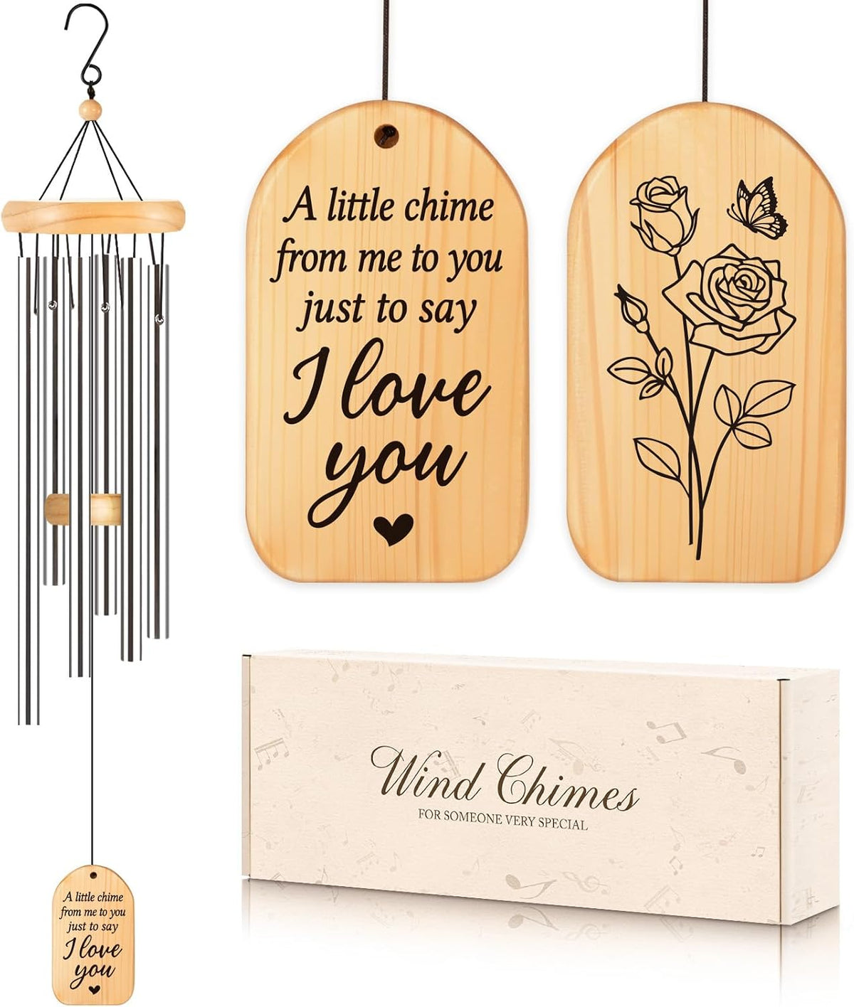 GiftChant I Love You Gifts, 25.5 inch Romantic Wind Chime, Valentine's Day Gifts for Him Her, for Men Women, Gift for Girlfriend Boyfriend Husband Wife