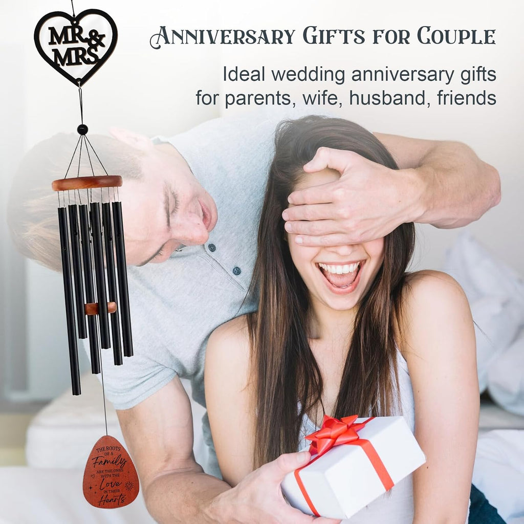 UNIQGIFTS Anniversary Wind Chimes - Anniversary Wedding Gifts for Women Men | Anniversary Keepsake for Parents, Couples, Husband, Wife, Friends, Happy Anniversary Decorations 32 Aniversario Windchimes
