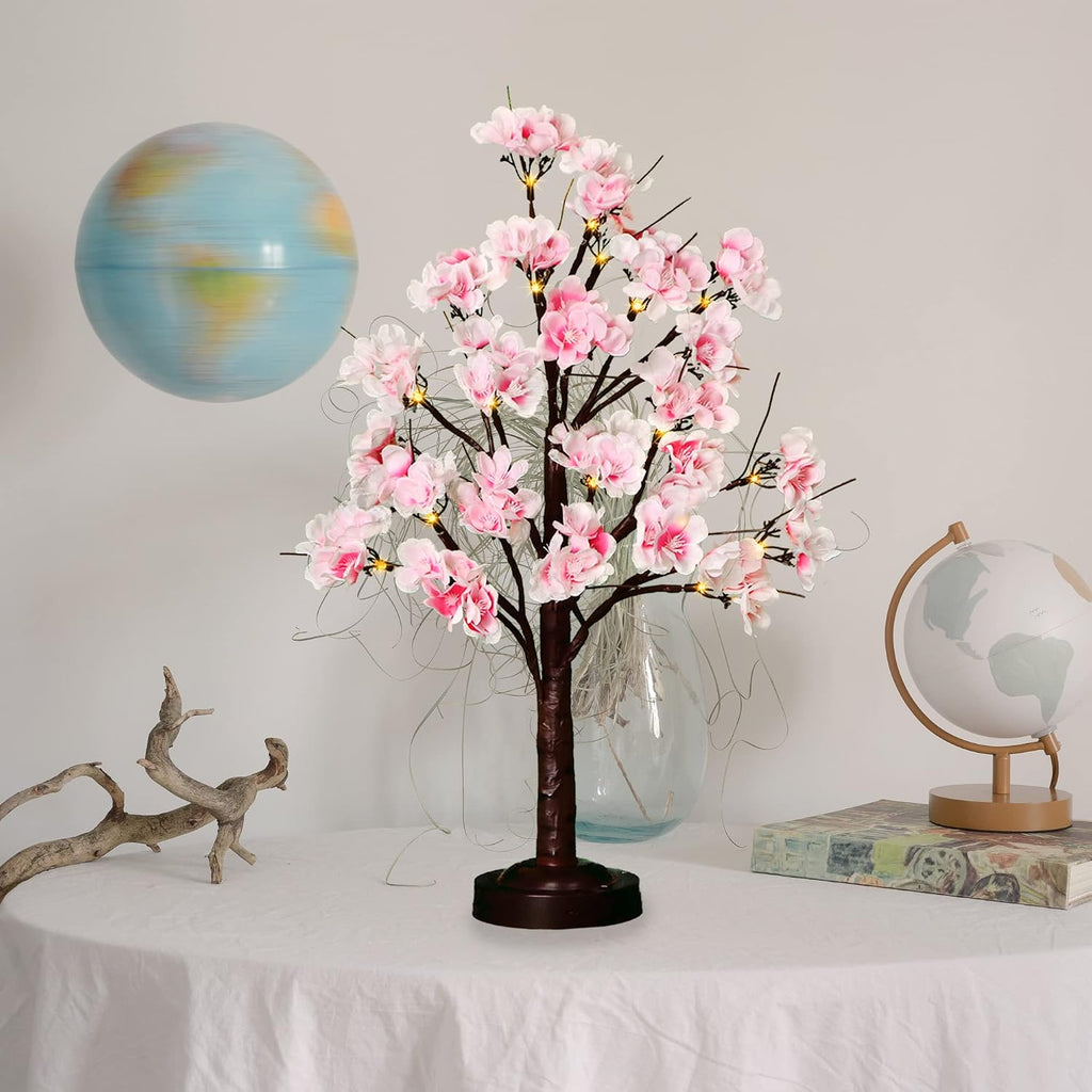 FUCHSUN 18 Inch Cherry Blossom Tree Lights Lighted Artificial Tree Lamp | Tabletop LED Tree Light, Pink Flowers Spring Decoration for Living Room Bedroom Home Party Wedding, 8 Lighting Modes & Timer