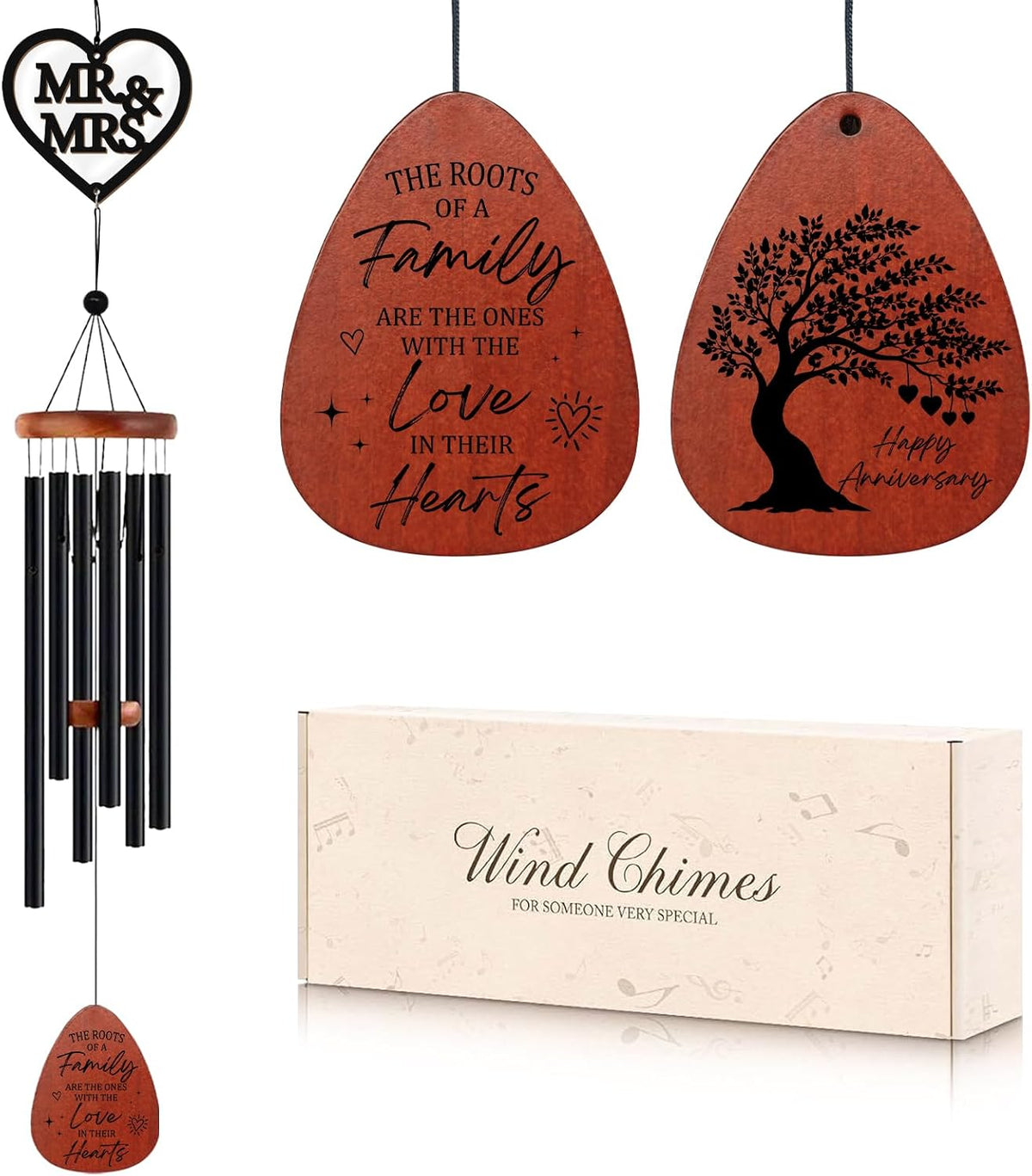 UNIQGIFTS Anniversary Wind Chimes - Anniversary Wedding Gifts for Women Men | Anniversary Keepsake for Parents, Couples, Husband, Wife, Friends, Happy Anniversary Decorations 32 Aniversario Windchimes