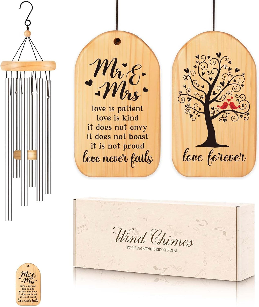 GiftChant Wedding Gifts for Couples 2025, 25.5inch Wind Chime for Bridal Shower Anniversary Engagement Valentines Day, Best Wedding Gifts for Bride and Groom Newlyweds, Sweet Mr and Ms Gift Keepsake