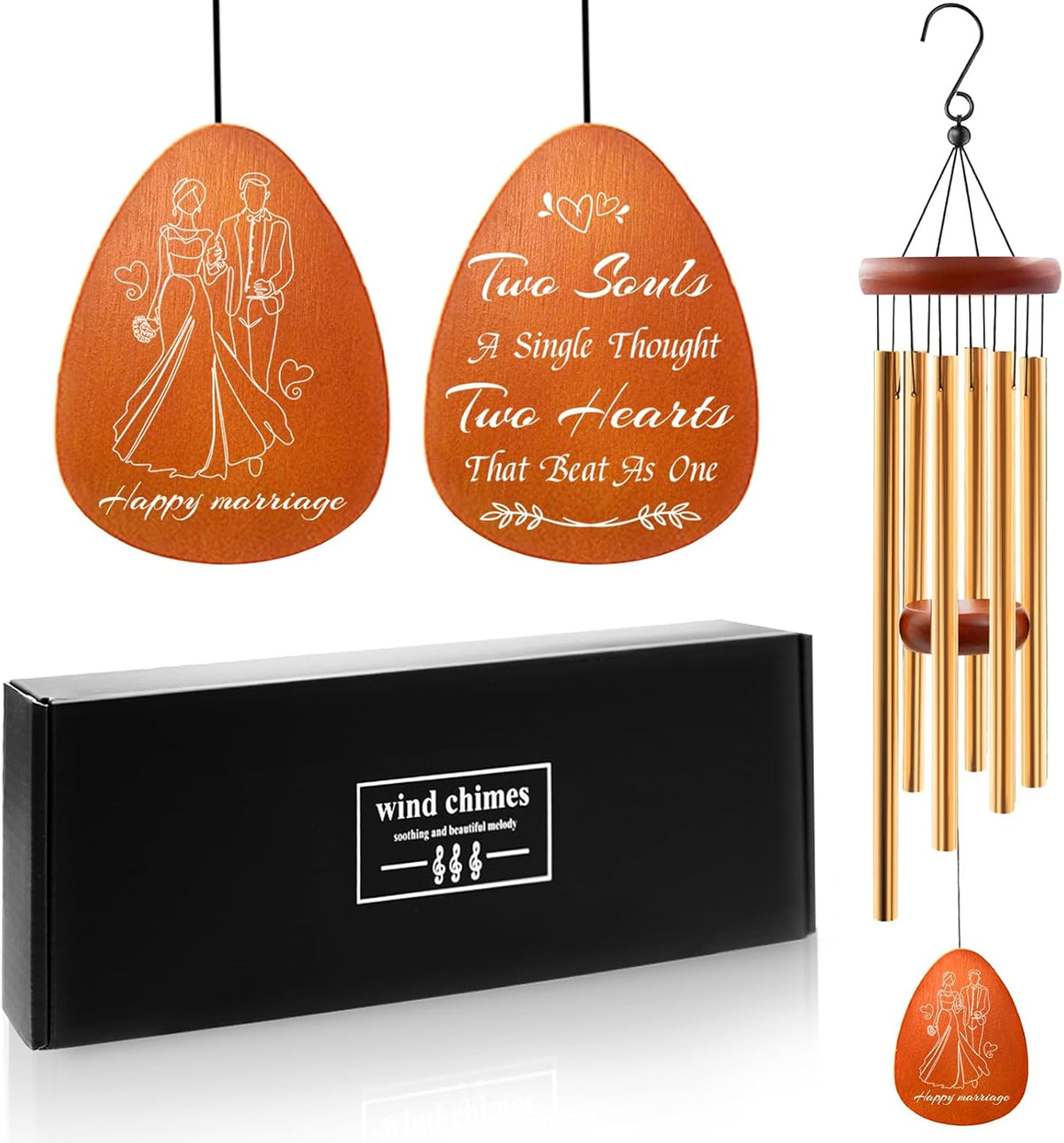 Anniversary Wind Chimes, 50th Valentines Day for Couples Parents Mom Dad | 25 Anniversary Wind Chimes, Romantic Gifts Decorations for Garden Home Outdoors, Marriage Keepsake Gift Ideas