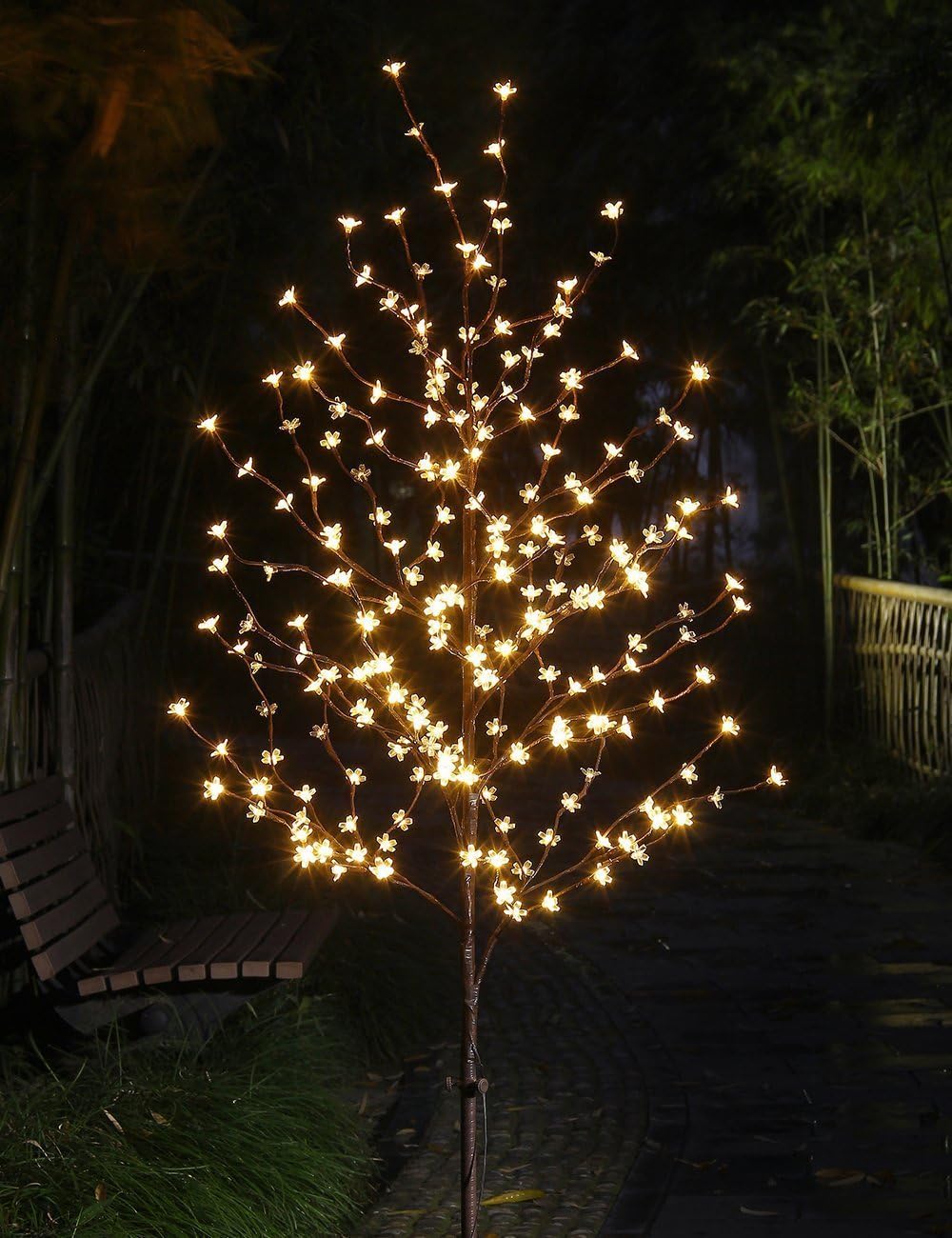 6.5FT Cherry Blossom Tree and 18IN Lighted Cherry Blossom Tree Lamp