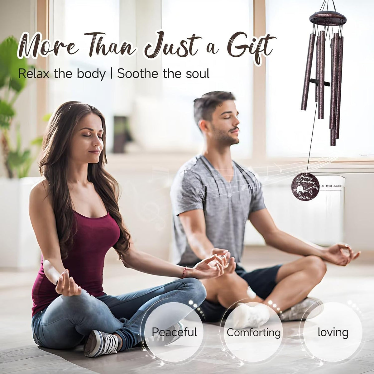 Anniversary Wind Chimes Gifts for Men Women, Happy Anniversary Decorations, 25 Wind Chimes Romantic Gift for Couple, Parents, Wife, Husband, Friends (25th
