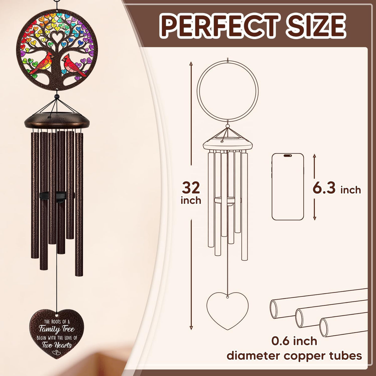 25th Anniversary Wedding Gifts, 32 Wind Chimes for Outside | 25th Anniversary Romantic Gifts for Couple Wife Husband Parents, 25th Sliver Anniversary Decorations Keepsake Gifts Ideas