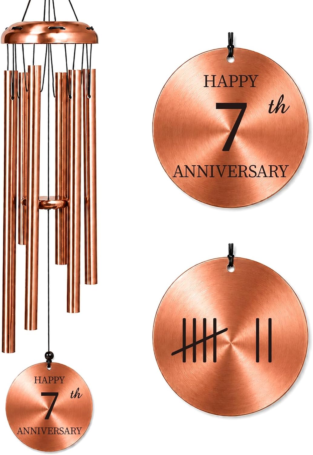 8th Anniversary Bronze Gift for Couples, 8 Years of Marriage Wind Chimes | 8th Wedding Keepsake Decor Gift for Him Her Wife Husband, 26 Inch