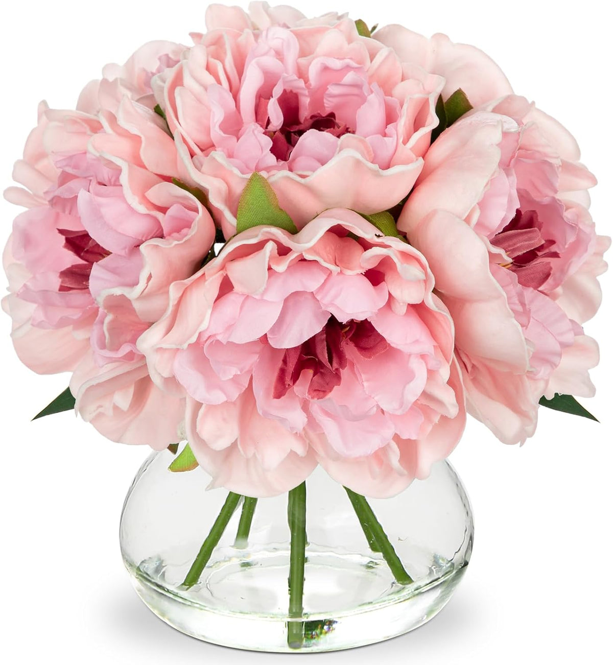 Hollyone Fall Hydrangea Artificial Flowers for Decoration with Vase Orange Silk Fake Flowers Arrangements in Glass Vase with Faux Water Faux Autumn Festival Table Centerpiece Home Decorations for Home