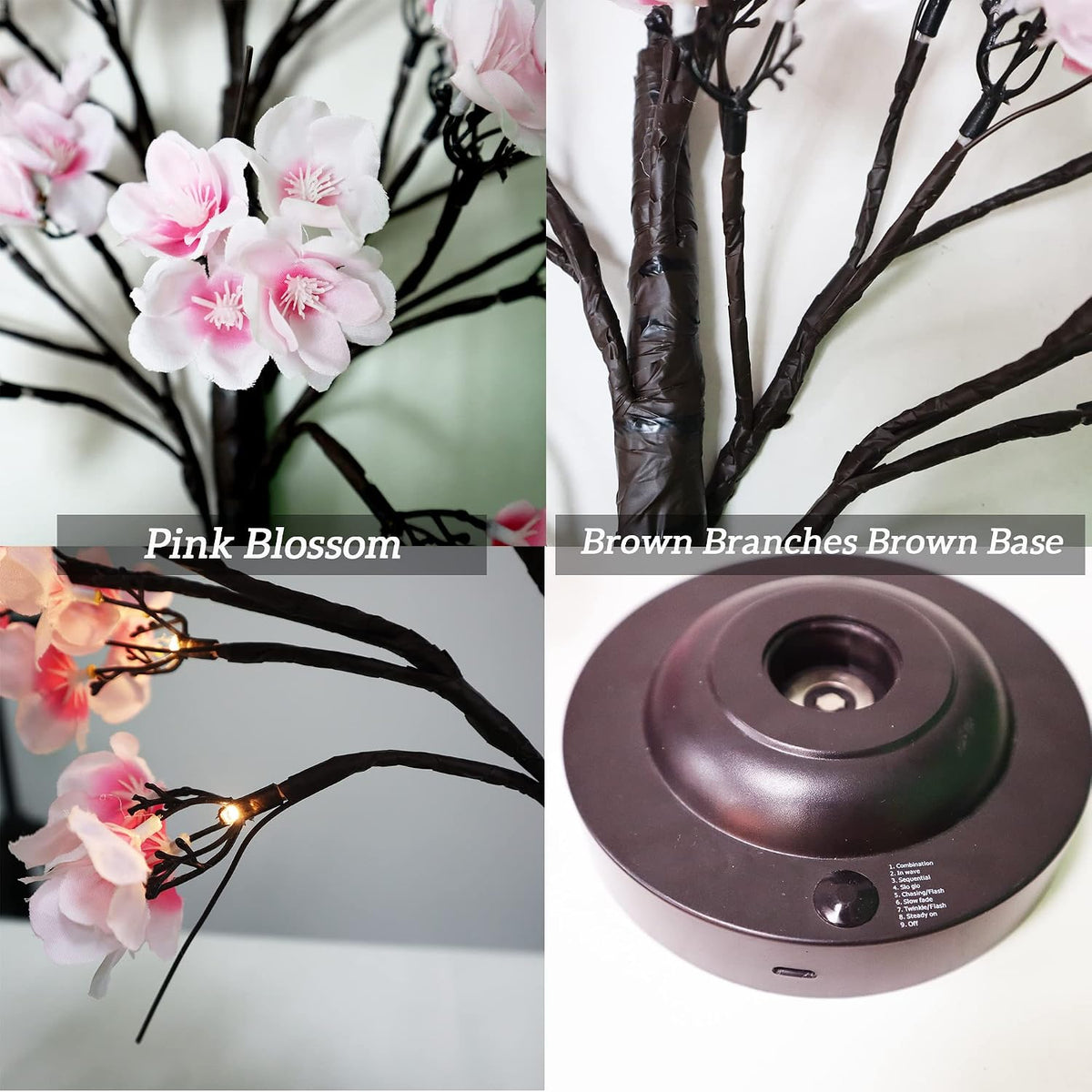 FUCHSUN 18 Inch Cherry Blossom Tree Lights Lighted Artificial Tree Lamp | Tabletop LED Tree Light, Pink Flowers Spring Decoration for Living Room Bedroom Home Party Wedding, 8 Lighting Modes & Timer