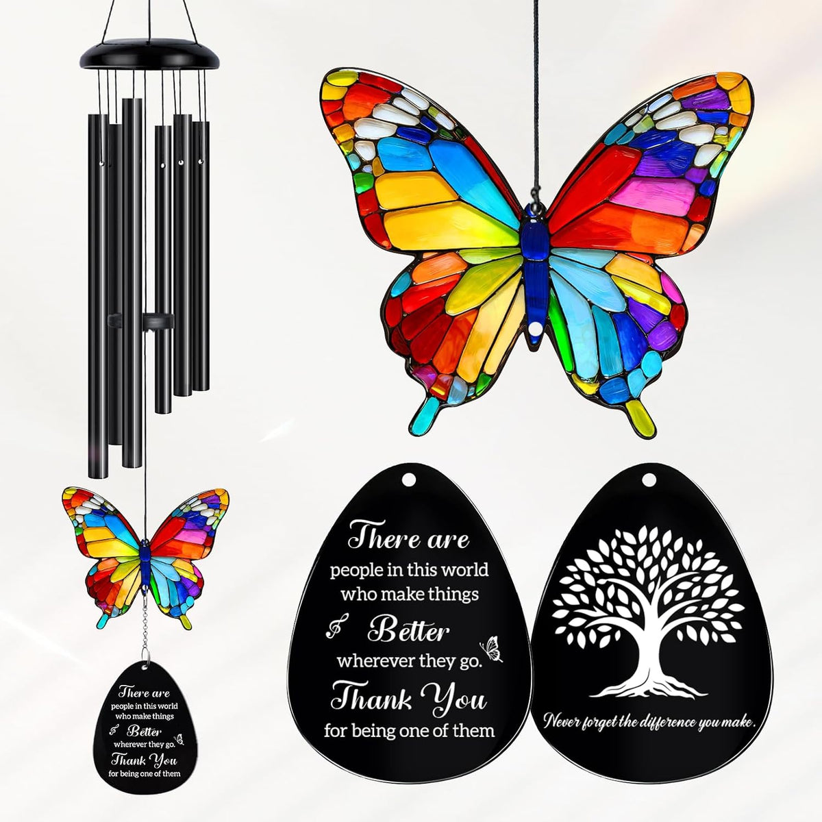 Anniversary Wind Chimes Gifts for Couples,Mr & Mrs Gifts | Anniversary Wind Chimes Gifts for Couples, Husband Wife Romantic Gifts with Butterfly Suncatcher, Outdoor Garden Décor