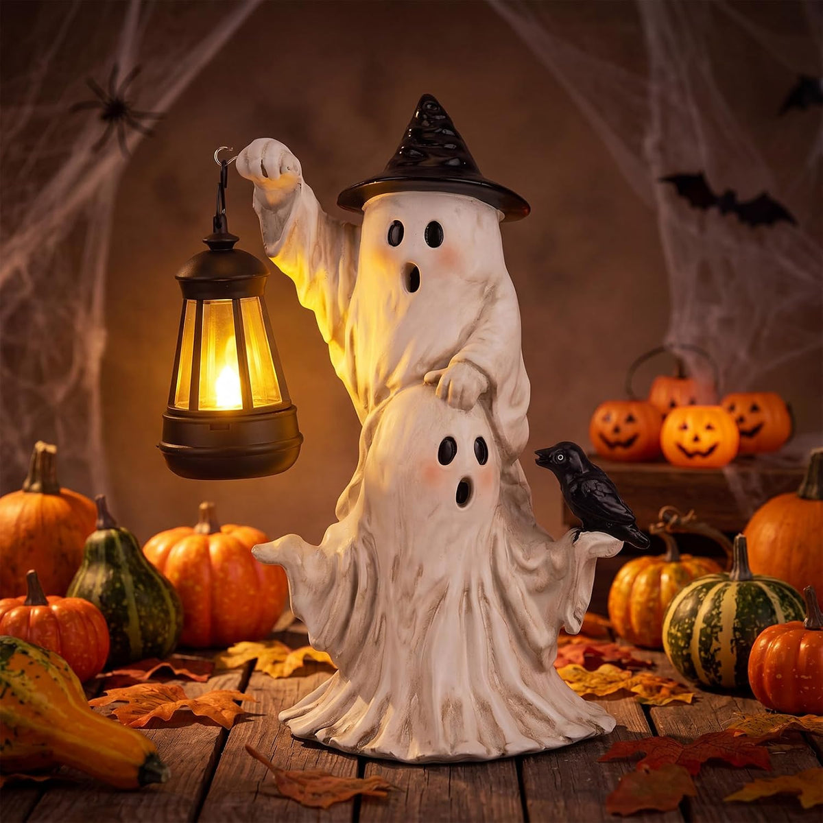 Capoda 8 Fall Gnomes Figurines Decorations with Solar Lights Resin Thanksgiving Autumn Figurines with Pumpkin Sunflower Maple Leaves Harvest Gift for Home Mantel Shelf Table Centerpiece Decor