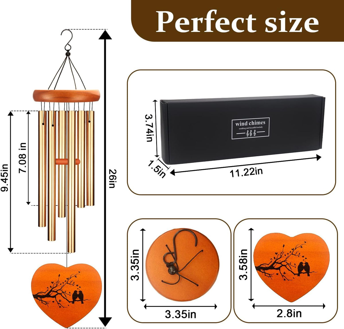 50th Anniversary 26 Wind Chime, 50th Anniverasry Golden Wedding | Romantic Gift for Couple, Wife, Husband, Parents Grandparents with 50 Years of Marriage