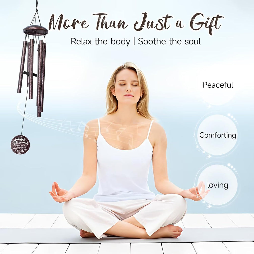 Anniversary Wind Chimes Gifts for Men Women, Happy Anniversary Decorations, 25 Wind Chimes Romantic Gift for Couple, Parents, Wife, Husband, Friends (Mr & Mrs