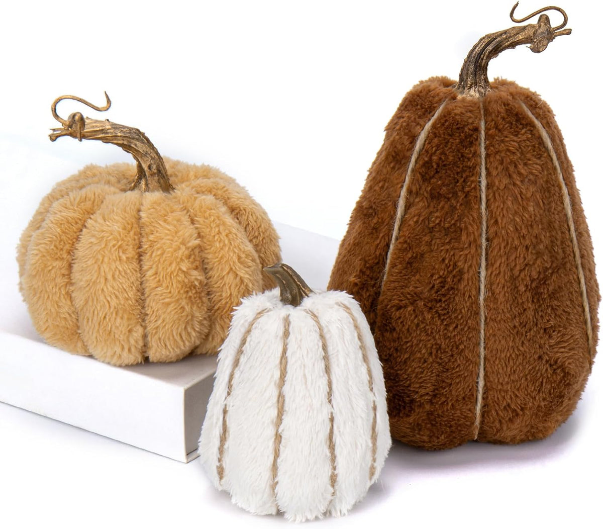 DILATATA Fall Pumpkins Decoration 3Pcs Resin Pumpkins Thanksgiving Fake Pumpkin Figurines Small Carved Pumpkin for Home Harvest Halloween Thanksgiving Rustic Farmhouse Table Centerpiece Shelf Mantel