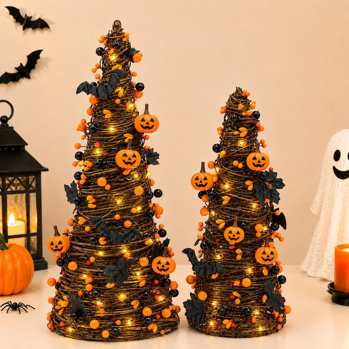 Fall Decor, Fall Tabletop Trees, Lighted Pumpkin Thanksgiving Decorations | Timer,Fall Tree with Lights, Fall decorations for home, Autumn Harvest mantel,Cozy,Rustic Farmhouse Entryway Table Decor