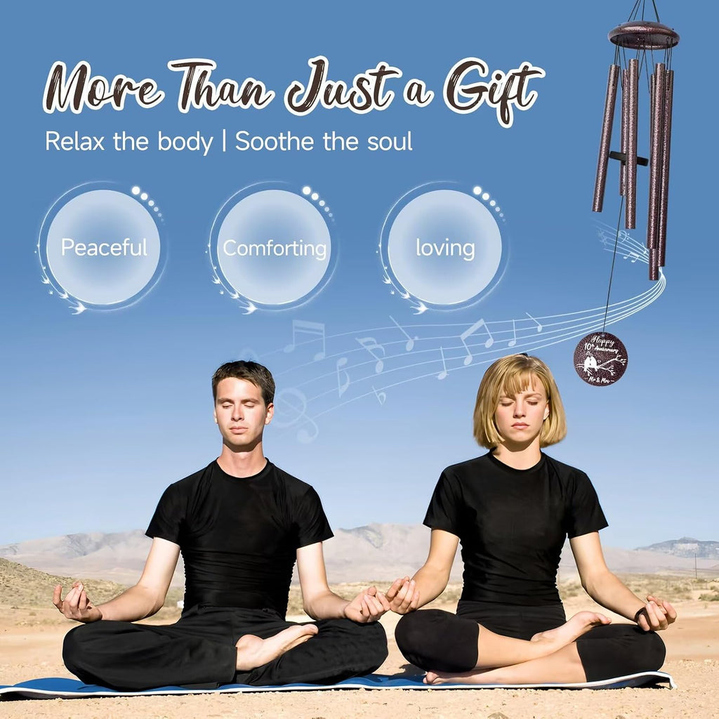 Anniversary Wind Chimes Gifts for Men Women, Happy Anniversary Decorations, 25 Wind Chimes Romantic Gift for Couple, Parents, Wife, Husband, Friends (10th