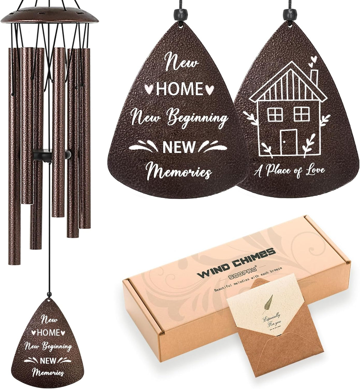 Wedding Anniversary Couples Gift, 32 Bronze Wind Chimes, Wedding Romantic Gift for Couple Parents Friends Women Men, Happy Anniversary Decorations