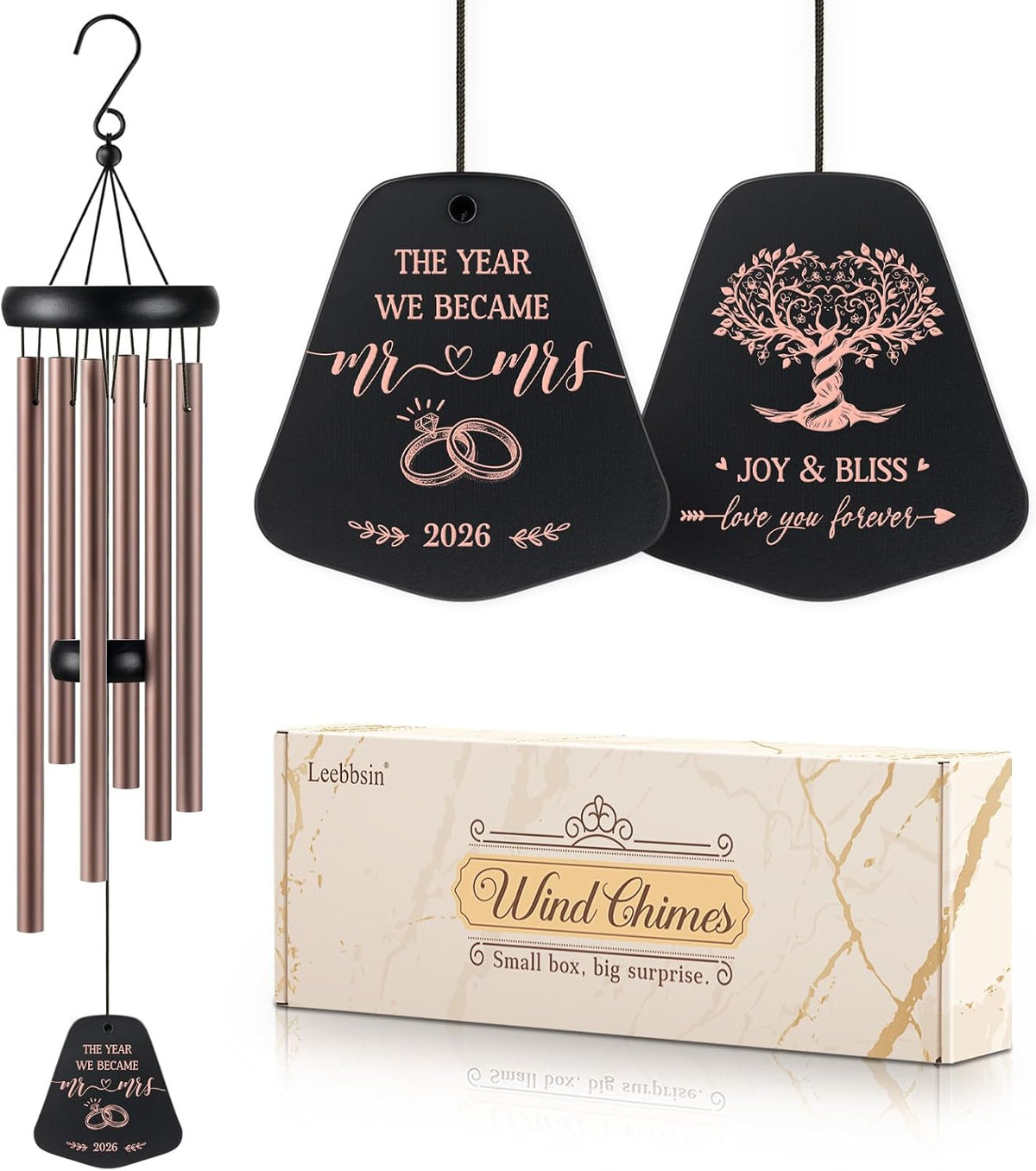Leebbsin Wedding Gifts, 25.5 Wind Chimes for Mr. & Mrs, Best Couples Gifts | Perfect Couples Gifts for Wedding Bridal Shower Engagement Just Married, Anniversary for Newlyweds Bride Groom Husband Wife