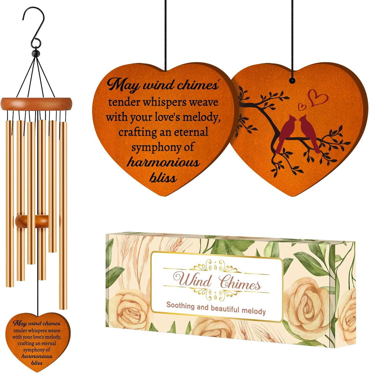 Cardinal Gifts for Girlfriend Her Wife, Wedding Wind Chimes, Romantic Love Marriage Anniversary Decoration Keepsake, Birthday Gifts for Lover Girlfriend Her Wife