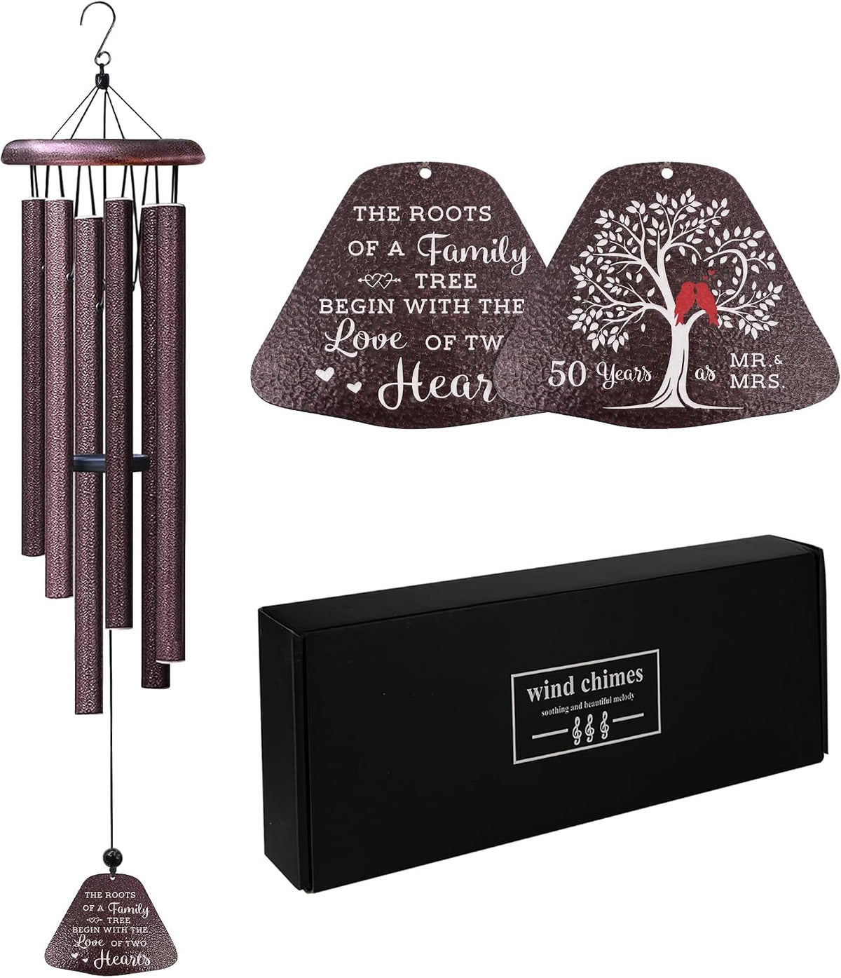 Coolertaste 25th Anniversary Wedding Gifts, Unique 25th Anniversary 32 Wind Chimes for Couple, Silver 25 Years of Marriage Gift Ideas for Wife Husband, Silver Wedding Gifts for Parents