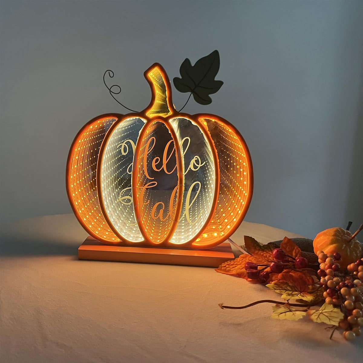 Halloween Ghost Pumpkin Infinity Mirror Light,USB 3D Tunnel LED Table Decor | USB Power Halloween 3D mirror ghost pumpkin design, glowing LED effect, great for home table, mantel & Halloween party decor