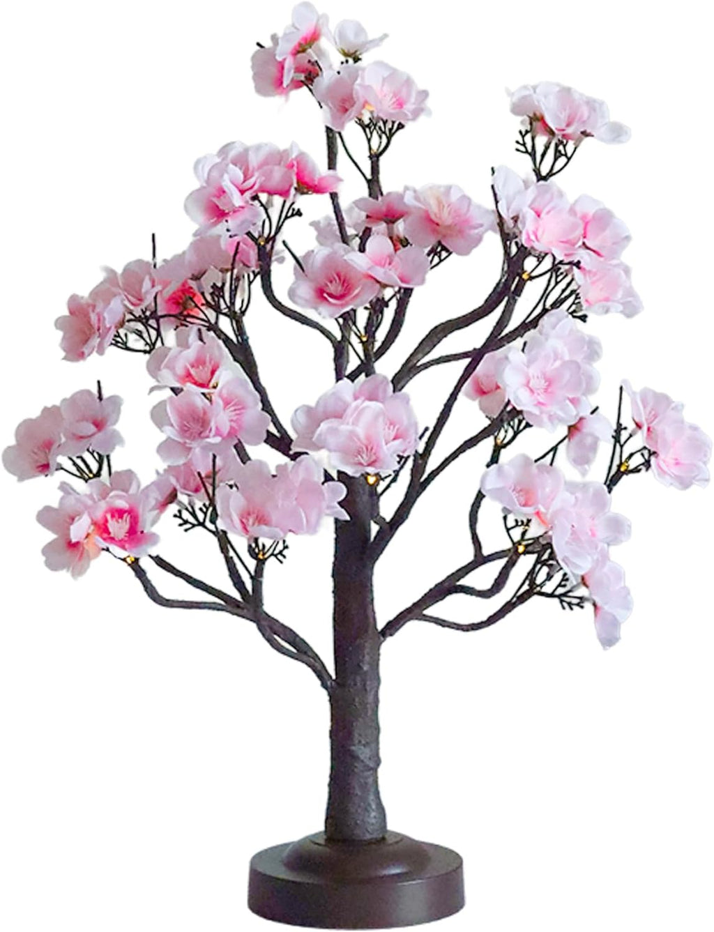 ooLALoo 18 Inch Cherry Blossom Tree with Timer, Warm White Tabletop Spring Bonsai Tree USB/Battery Operated, Light up Artificial Tree Decorations for Christmas Indoor Mantel Home Wedding Easter Gift
