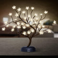 Lighted Cherry Blossom Tree Lamp 18IN Tree Lights with 36 LED, Japanese Cherry Blossom Decor for Indoor and Outdoor, Adapter Plug in/ Battery Powered Tabletop Lamp, UL Listed, Warm White