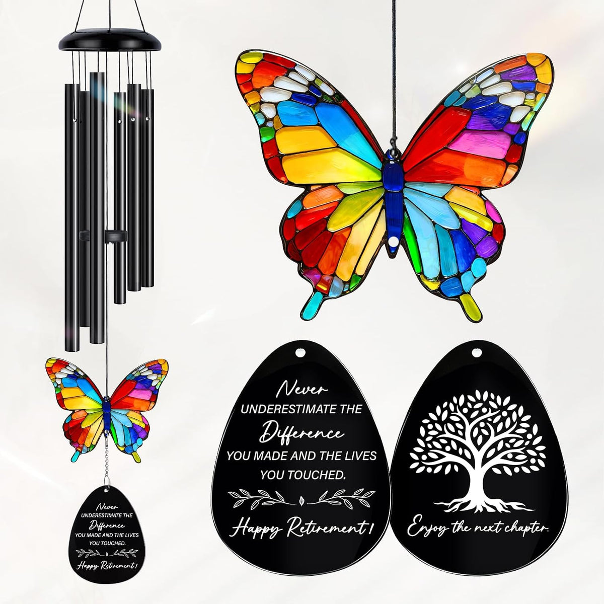 Anniversary Wind Chimes Gifts for Couples,Mr & Mrs Gifts | Anniversary Wind Chimes Gifts for Couples, Husband Wife Romantic Gifts with Butterfly Suncatcher, Outdoor Garden Décor