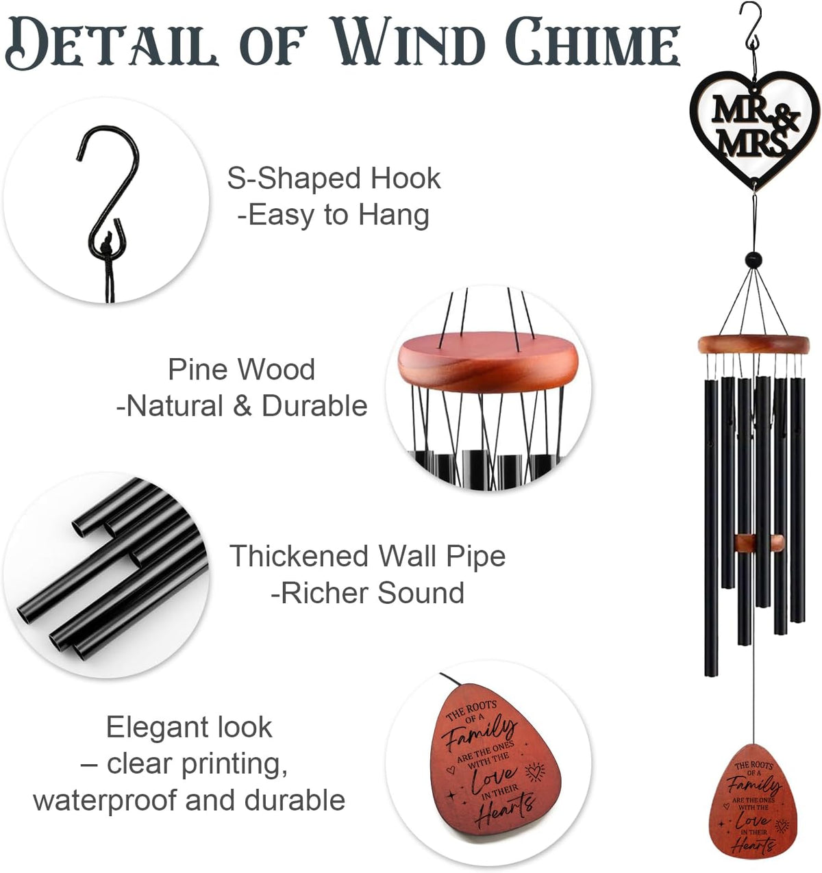UNIQGIFTS Anniversary Wind Chimes - Anniversary Wedding Gifts for Women Men | Anniversary Keepsake for Parents, Couples, Husband, Wife, Friends, Happy Anniversary Decorations 32 Aniversario Windchimes