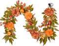 DecorbyHannah 6ft Fall Garland for Mantle with Lights & Pumpkin Hydrangea | Pre-Lit Harvest Autumn Thanksgiving Artificial Floral Blue Peony Garland Fall Decorations for Home Door Table Porch Outdoor